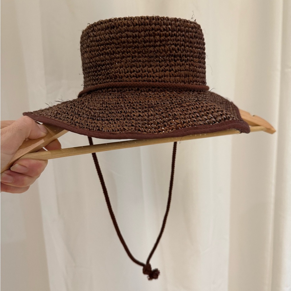 Onia Boat hat straw with rope drawstring one size